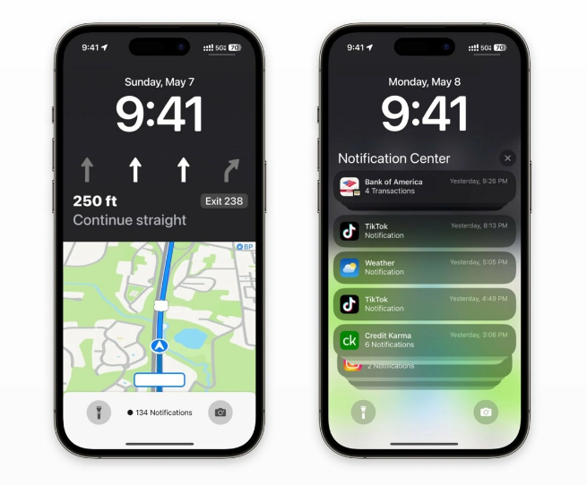 云南苹果维修服务分享iOS17锁屏地图导航半屏显示长什么样 